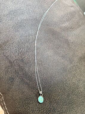 Sterling Silver Turquoise Pendant Necklace - Blue